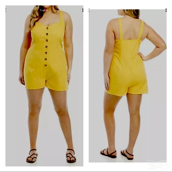 Wonderly Pants - Wonderly Mimosa Yellow Button Front Romper Shorts